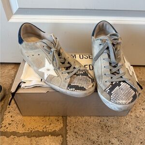 Gray and Blue Star Sneakers